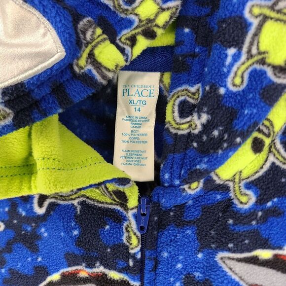 Children's Place Alien UFO Print Fleece Pajama Jumpsuit One Piece Sleepwear - Picture 3 of 6